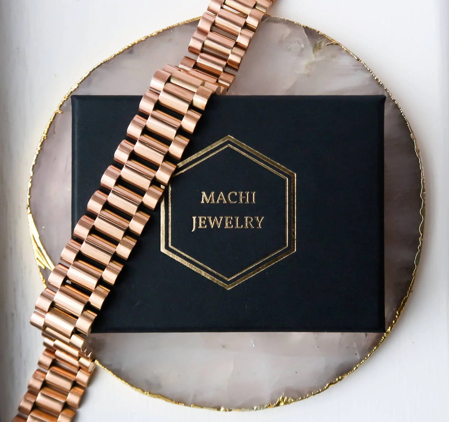 Mens Presidential Bracelet 18K Gold Watch Link Bracelet for Men, Thick Luxury Chain Jewelry