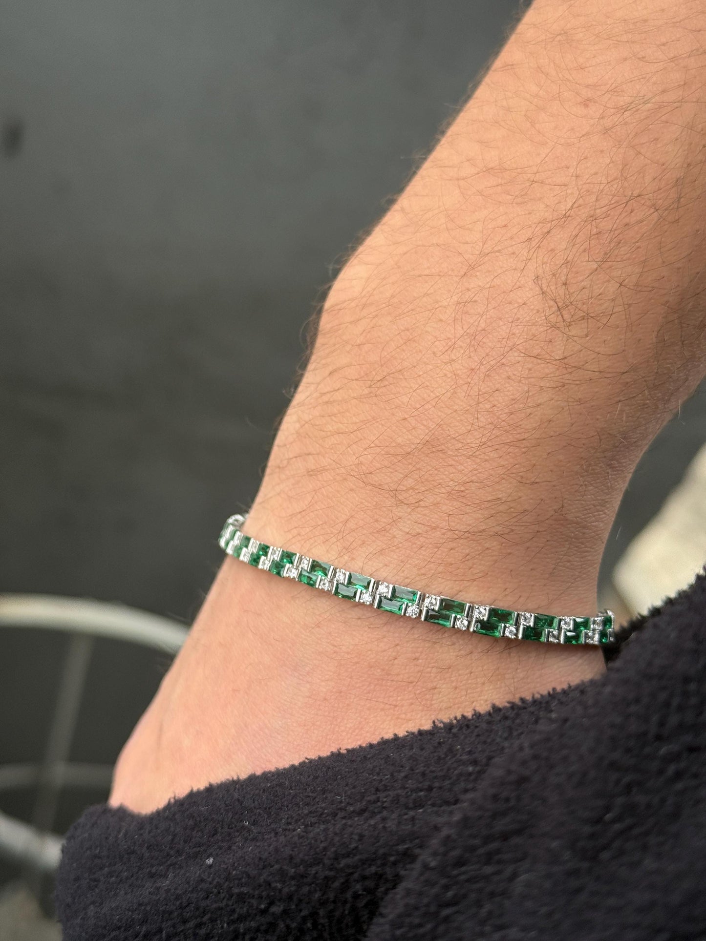 Silver Sapphire Bracelet, Men Luxury Blue Sapphire Tennis Bracelet, Elegant Sapphire Tennis Bracelet, Bracelet for Men, Square Cut Bracelet