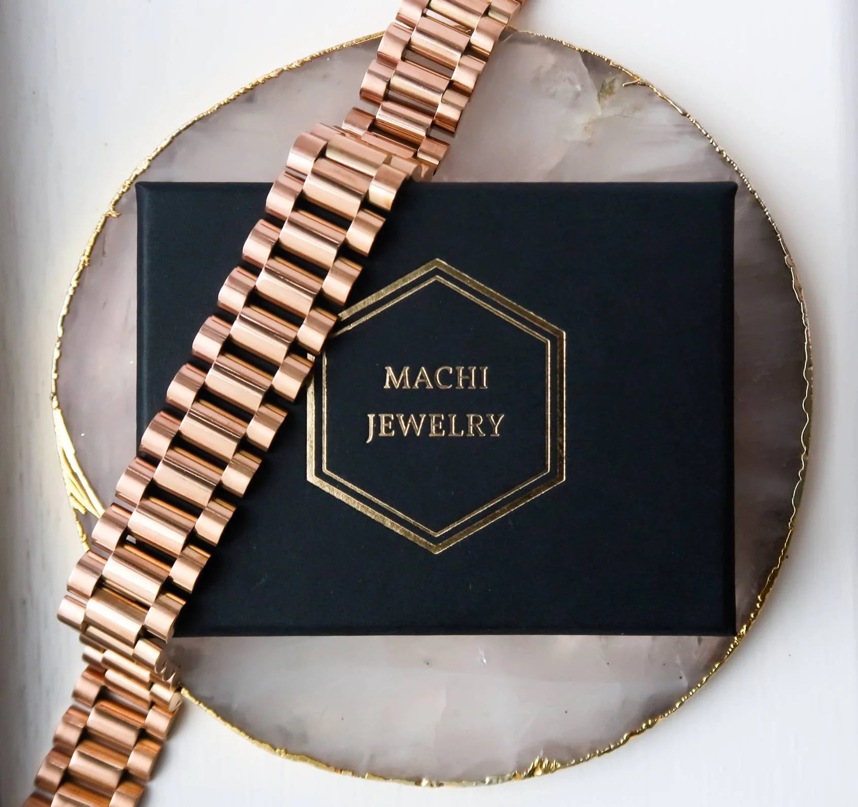 Mens Presidential Bracelet 18K Gold Watch Link Bracelet for Men, Thick Luxury Chain Jewelry
