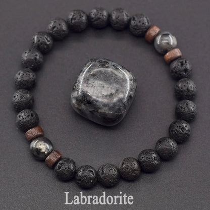 Lava Stone Men Bracelet Natural Labradorite Moonstone Bead Tibetan Buddha Bracelet Chakra Oil Diffuser Bracelet Men Jewelry