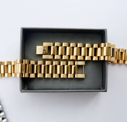 Mens Presidential Bracelet 18K Gold Watch Link Bracelet for Men, Thick Luxury Chain Jewelry