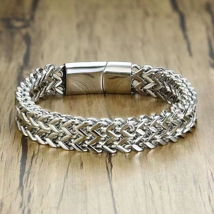 High-End Domineering Black and White Solid Color Men\\'S Stainless Steel Braided Sports and Leisure Bracelet