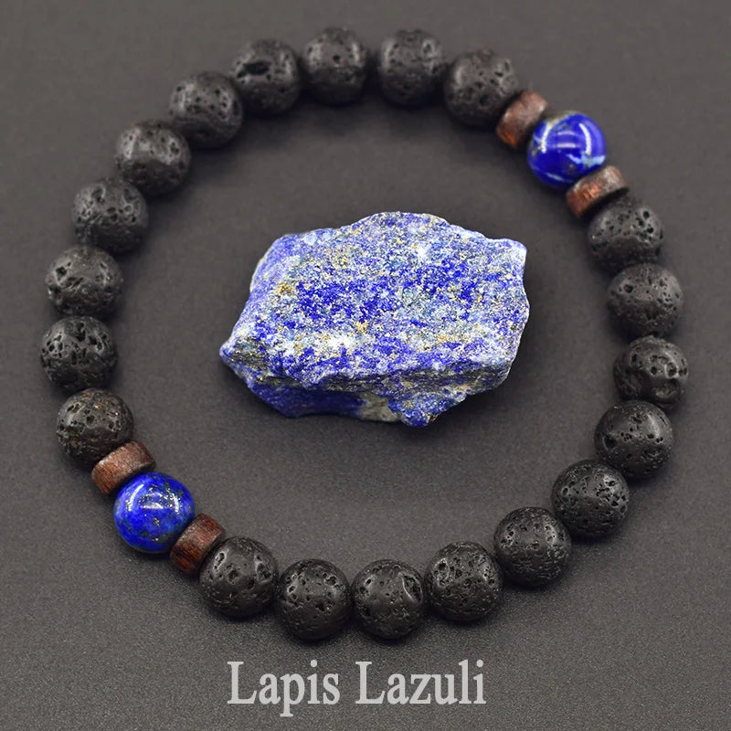 Lava Stone Men Bracelet Natural Labradorite Moonstone Bead Tibetan Buddha Bracelet Chakra Oil Diffuser Bracelet Men Jewelry