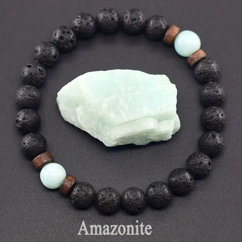 Lava Stone Men Bracelet Natural Labradorite Moonstone Bead Tibetan Buddha Bracelet Chakra Oil Diffuser Bracelet Men Jewelry