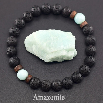 Lava Stone Men Bracelet Natural Labradorite Moonstone Bead Tibetan Buddha Bracelet Chakra Oil Diffuser Bracelet Men Jewelry