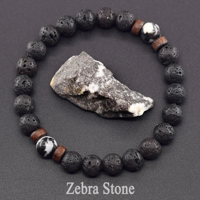 Lava Stone Men Bracelet Natural Labradorite Moonstone Bead Tibetan Buddha Bracelet Chakra Oil Diffuser Bracelet Men Jewelry