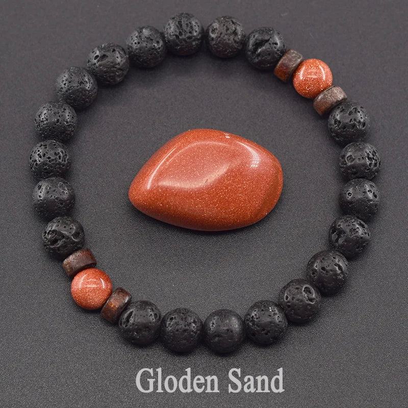 Lava Stone Men Bracelet Natural Labradorite Moonstone Bead Tibetan Buddha Bracelet Chakra Oil Diffuser Bracelet Men Jewelry