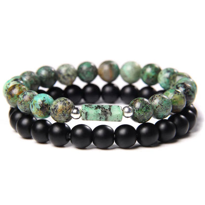 2Pcs Bead Bracelet Men Natural Tiger Eye Hematite Obsidian Beaded Bracelets Homme Energy Stretch Bracelet Men Jewelry