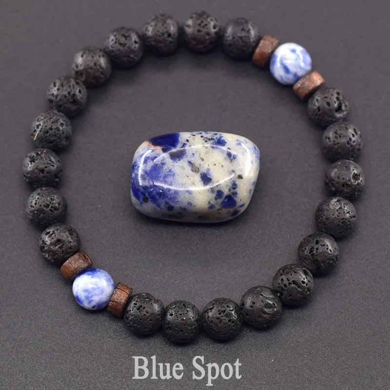 Lava Stone Men Bracelet Natural Labradorite Moonstone Bead Tibetan Buddha Bracelet Chakra Oil Diffuser Bracelet Men Jewelry
