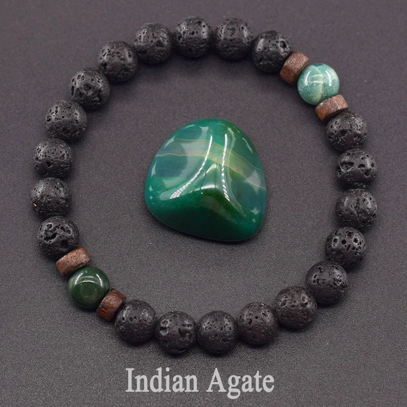 Lava Stone Men Bracelet Natural Labradorite Moonstone Bead Tibetan Buddha Bracelet Chakra Oil Diffuser Bracelet Men Jewelry