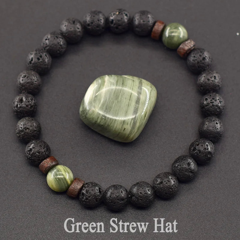 Lava Stone Men Bracelet Natural Labradorite Moonstone Bead Tibetan Buddha Bracelet Chakra Oil Diffuser Bracelet Men Jewelry