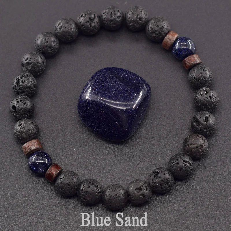 Lava Stone Men Bracelet Natural Labradorite Moonstone Bead Tibetan Buddha Bracelet Chakra Oil Diffuser Bracelet Men Jewelry