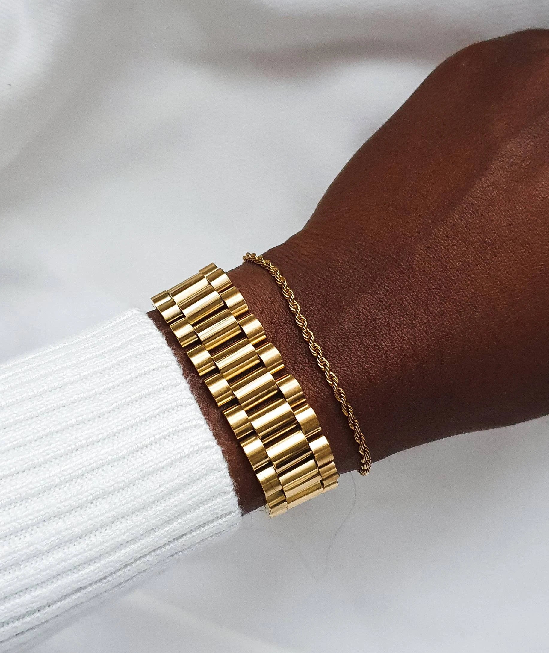 Mens Presidential Bracelet 18K Gold Watch Link Bracelet for Men, Thick Luxury Chain Jewelry